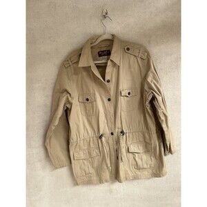 Denim & Co. Tan Barn Jacket 100% Cotton Collar, Size Large Vintage Barn Coat